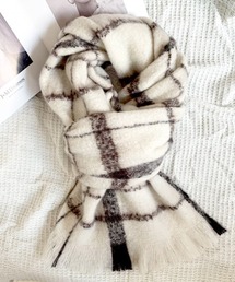 NOWLE（ノウル）の「【NOWLE】モノトーン ブロックチェック ボリューム マフラー（マフラー）」