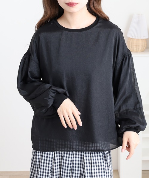 Anna Nicola(アンナニコラ)の「Anna Nicola シフォンレイヤードカットソー(Tシャツ/カットソー・レディース・ピンク/ベージュ/ブラック・38)」の17枚目の写真