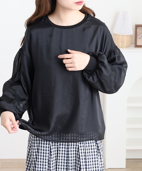 Anna Nicola(アンナニコラ)の「Anna Nicola シフォンレイヤードカットソー(Tシャツ/カットソー・レディース・ピンク/ベージュ/ブラック・38)」の19枚目の写真