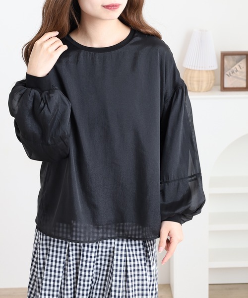 Anna Nicola(アンナニコラ)の「Anna Nicola シフォンレイヤードカットソー(Tシャツ/カットソー・レディース・ピンク/ベージュ/ブラック・38)」の20枚目の写真