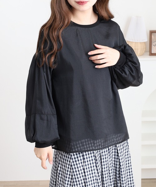 Anna Nicola(アンナニコラ)の「Anna Nicola シフォンレイヤードカットソー(Tシャツ/カットソー・レディース・ピンク/ベージュ/ブラック・38)」の21枚目の写真