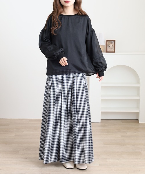 Anna Nicola(アンナニコラ)の「Anna Nicola シフォンレイヤードカットソー(Tシャツ/カットソー・レディース・ピンク/ベージュ/ブラック・38)」の22枚目の写真