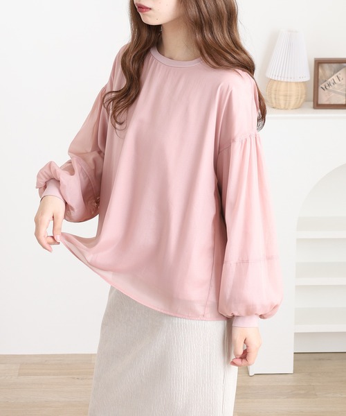 Anna Nicola(アンナニコラ)の「Anna Nicola シフォンレイヤードカットソー(Tシャツ/カットソー・レディース・ピンク/ベージュ/ブラック・38)」の12枚目の写真