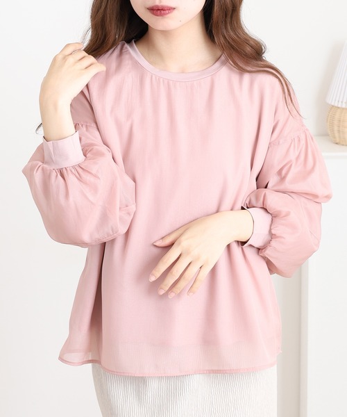 Anna Nicola(アンナニコラ)の「Anna Nicola シフォンレイヤードカットソー(Tシャツ/カットソー・レディース・ピンク/ベージュ/ブラック・38)」の14枚目の写真