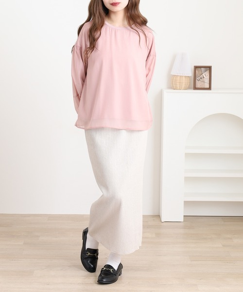 Anna Nicola(アンナニコラ)の「Anna Nicola シフォンレイヤードカットソー(Tシャツ/カットソー・レディース・ピンク/ベージュ/ブラック・38)」の15枚目の写真