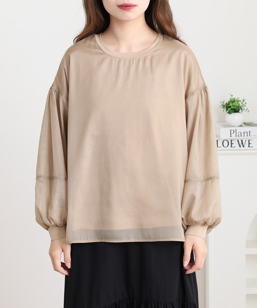 Anna Nicola(アンナニコラ)の「Anna Nicola シフォンレイヤードカットソー(Tシャツ/カットソー・レディース・ピンク/ベージュ/ブラック・38)」の4枚目の写真