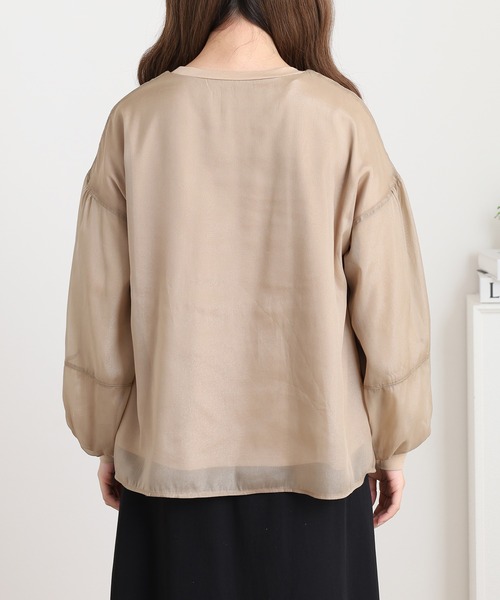 Anna Nicola(アンナニコラ)の「Anna Nicola シフォンレイヤードカットソー(Tシャツ/カットソー・レディース・ピンク/ベージュ/ブラック・38)」の6枚目の写真