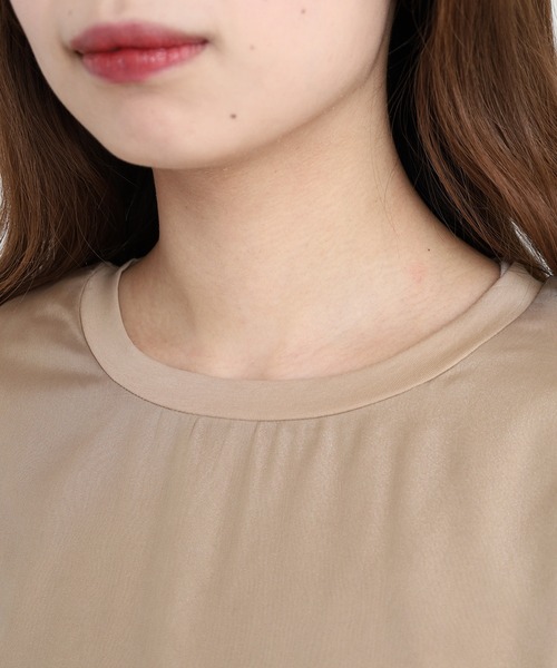 Anna Nicola(アンナニコラ)の「Anna Nicola シフォンレイヤードカットソー(Tシャツ/カットソー・レディース・ピンク/ベージュ/ブラック・38)」の7枚目の写真