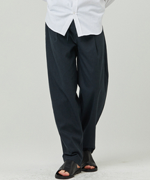 ease（イーズ）の「リネンバンディングパンツ[オーバーサイズ]_ネイビー_男女共用（スウェットパンツ）」