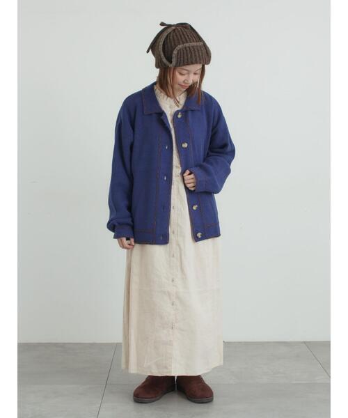 Samansa Mos2（サマンサ モスモス）の「◎ステッチカーディガン（カーディガン/ボレロ・レディース・ブルー/ブラウン/キナリ・F）」の7枚目の写真