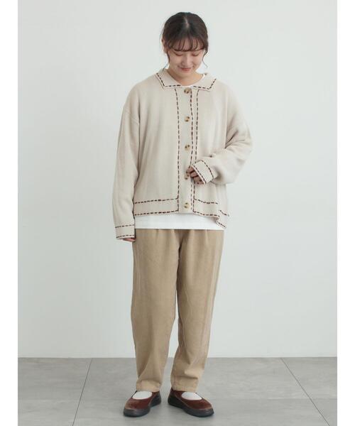 Samansa Mos2（サマンサ モスモス）の「◎ステッチカーディガン（カーディガン/ボレロ・レディース・ブルー/ブラウン/キナリ・F）」の10枚目の写真