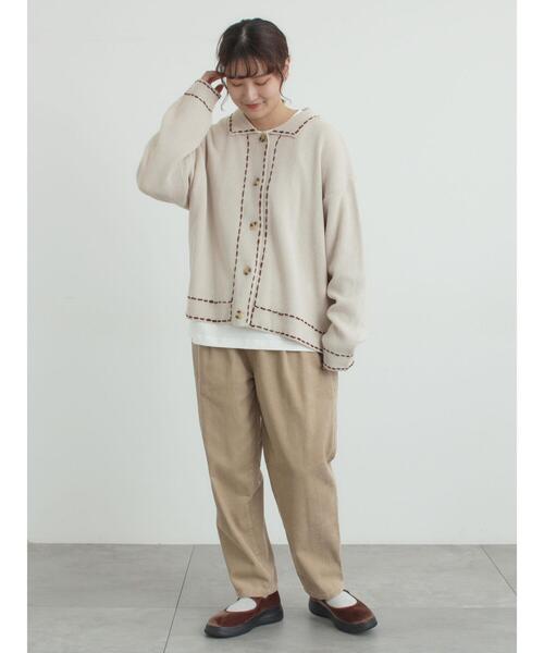 Samansa Mos2（サマンサ モスモス）の「◎ステッチカーディガン（カーディガン/ボレロ・レディース・ブルー/ブラウン/キナリ・F）」の11枚目の写真