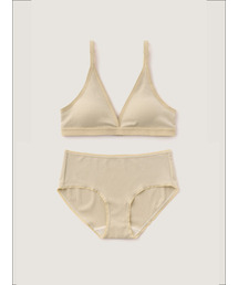 SOOPUI（スープイ）の「[SET] Triangle Ribbed Tencel Bra & Panties - Oat（ブラ&ショーツ）」