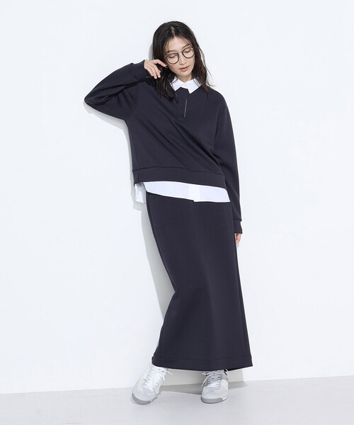 COMME CA Wardrobe（コムサワードローブ）の「レーヨンミックスダンボール プルオーバー（Tシャツ/カットソー・レディース・ネイビー/杢グレー・FREE）」の4枚目の写真