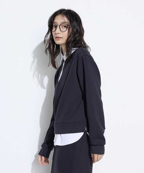 COMME CA Wardrobe（コムサワードローブ）の「レーヨンミックスダンボール プルオーバー（Tシャツ/カットソー・レディース・ネイビー/杢グレー・FREE）」の5枚目の写真