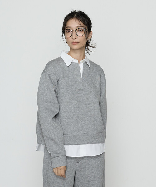 COMME CA Wardrobe（コムサワードローブ）の「レーヨンミックスダンボール プルオーバー（Tシャツ/カットソー・レディース・ネイビー/杢グレー・FREE）」の7枚目の写真