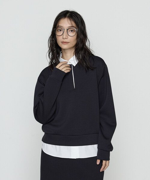 COMME CA Wardrobe（コムサワードローブ）の「レーヨンミックスダンボール プルオーバー（Tシャツ/カットソー・レディース・ネイビー/杢グレー・FREE）」の11枚目の写真