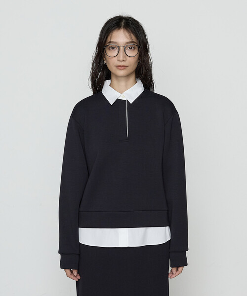 COMME CA Wardrobe（コムサワードローブ）の「レーヨンミックスダンボール プルオーバー（Tシャツ/カットソー・レディース・ネイビー/杢グレー・FREE）」の12枚目の写真