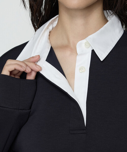 COMME CA Wardrobe（コムサワードローブ）の「レーヨンミックスダンボール プルオーバー（Tシャツ/カットソー・レディース・ネイビー/杢グレー・FREE）」の16枚目の写真