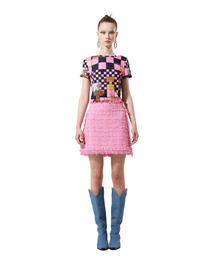 Pink Biscuit Check Pattern Baby Tee