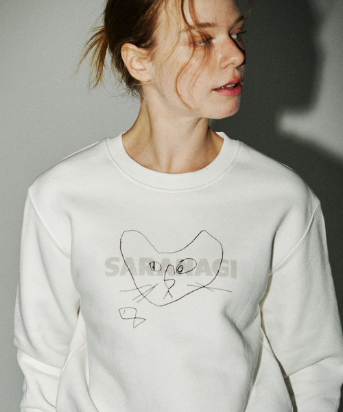 SARANAGI(サラナギ)の「SE05811- crop sweatshirt (ivory)(スウェット・レディース・アイボリー・FREE)」の1枚目の写真