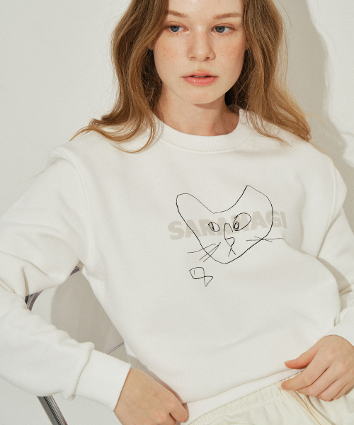 SARANAGI(サラナギ)の「SE05811- crop sweatshirt (ivory)(スウェット・レディース・アイボリー・FREE)」の3枚目の写真