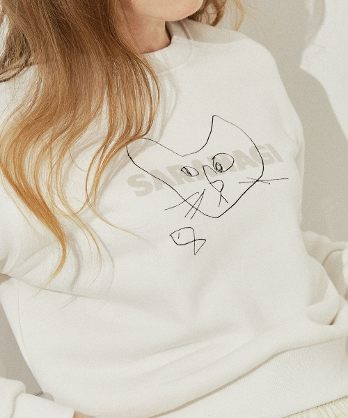 SARANAGI(サラナギ)の「SE05811- crop sweatshirt (ivory)(スウェット・レディース・アイボリー・FREE)」の4枚目の写真