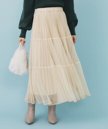 index | リバーシブルチュールティアードフレアスカート【洗濯機OK】(スカート)