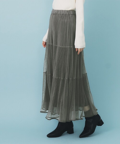 index（インデックス）の「リバーシブルチュールティアードフレアスカート【洗濯機OK】（スカート・レディース・チャコールグレー/ブラウン系その他/ナチュラル・00）」の10枚目の写真