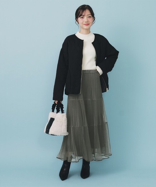 index（インデックス）の「リバーシブルチュールティアードフレアスカート【洗濯機OK】（スカート・レディース・チャコールグレー/ブラウン系その他/ナチュラル・00）」の14枚目の写真
