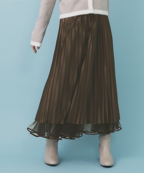 index（インデックス）の「リバーシブルチュールティアードフレアスカート【洗濯機OK】（スカート・レディース・チャコールグレー/ブラウン系その他/ナチュラル・00）」の7枚目の写真