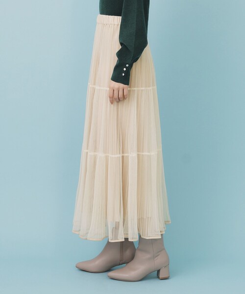 index（インデックス）の「リバーシブルチュールティアードフレアスカート【洗濯機OK】（スカート・レディース・チャコールグレー/ブラウン系その他/ナチュラル・00）」の19枚目の写真