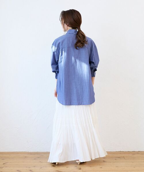 le.coeur blanc（ルクールブラン）の「ボウタイダンガリーシャツ（シャツ/ブラウス・レディース・ネイビー/ブラック・38）」の3枚目の写真