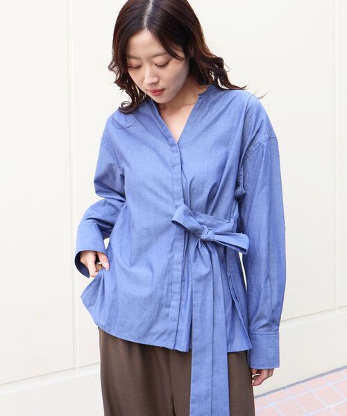 le.coeur blanc（ルクールブラン）の「ボウタイダンガリーシャツ（シャツ/ブラウス・レディース・ネイビー/ブラック・38）」の10枚目の写真