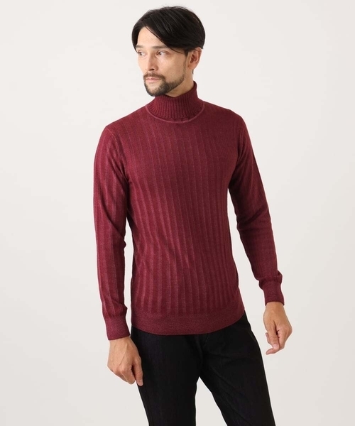 MICHEL KLEIN HOMME (ミッシェルクランオム)の「ガーメントダイリブ タートルネックニット(ニット/セーター・メンズ・パープル/ネイビー/ダークグレー・MEDIUM/LARGE/X-LARGE)」の1枚目の写真