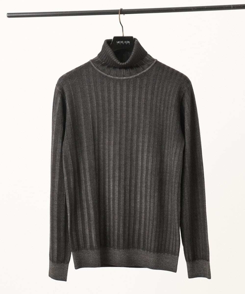 MICHEL KLEIN HOMME (ミッシェルクランオム)の「ガーメントダイリブ タートルネックニット(ニット/セーター・メンズ・パープル/ネイビー/ダークグレー・MEDIUM/LARGE/X-LARGE)」の4枚目の写真