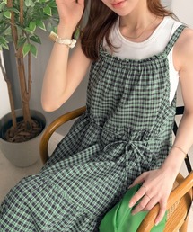 classicalelf（クラシカルエルフ）の「甘さは、さりげなく仕込むくらいがいい。チェックティアードバックリボンキャミロングワンピース（ワンピース）」