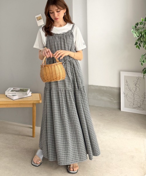 classicalelf(クラシカルエルフ)の「甘さは、さりげなく仕込むくらいがいい。チェックティアードバックリボンキャミロングワンピース(ワンピース・レディース・グリーン/ブルー/チャコール・X-LARGE/SMALL/MEDIUM/LARGE)」の21枚目の写真