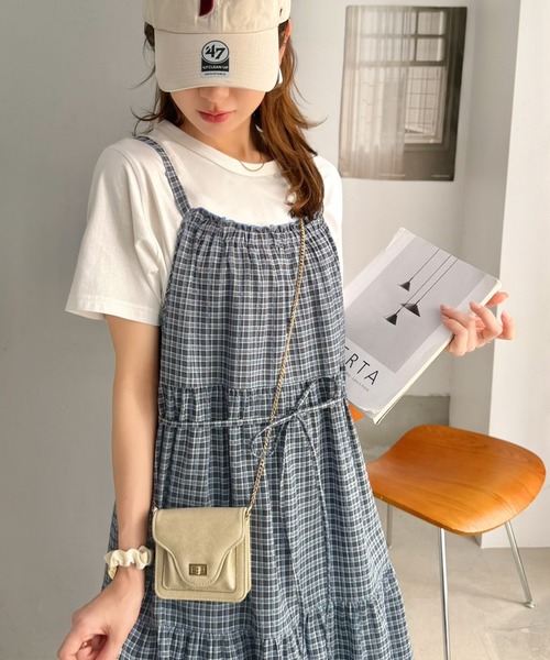 classicalelf(クラシカルエルフ)の「甘さは、さりげなく仕込むくらいがいい。チェックティアードバックリボンキャミロングワンピース(ワンピース・レディース・グリーン/ブルー/チャコール・X-LARGE/SMALL/MEDIUM/LARGE)」の7枚目の写真