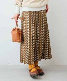 リブ イン コンフォート 気分華やぐ へリンボーン柄プリーツニットスカート