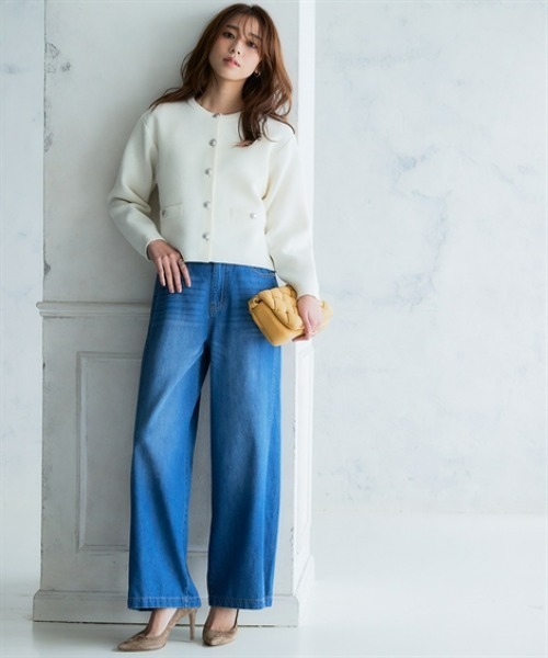 nissen（ニッセン）の「スポンジヤーン ツイード調ニットカーディガン（ハンガー干し）＜大きいサイズ有＞（カーディガン/ボレロ・レディース・ブラック/ライトグレー/オフホワイト・LL/L/M/S/3L）」の5枚目の写真