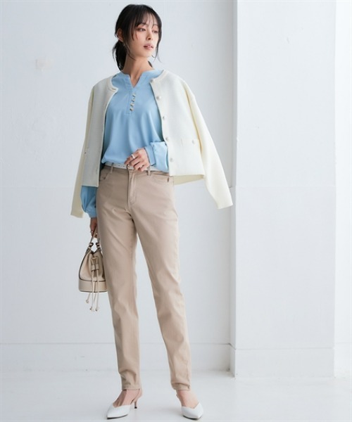 nissen（ニッセン）の「スポンジヤーン ツイード調ニットカーディガン（ハンガー干し）＜大きいサイズ有＞（カーディガン/ボレロ・レディース・ブラック/ライトグレー/オフホワイト・LL/L/M/S/3L）」の6枚目の写真