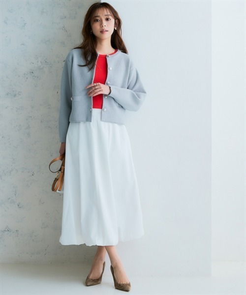 nissen（ニッセン）の「スポンジヤーン ツイード調ニットカーディガン（ハンガー干し）＜大きいサイズ有＞（カーディガン/ボレロ・レディース・ブラック/ライトグレー/オフホワイト・LL/L/M/S/3L）」の9枚目の写真