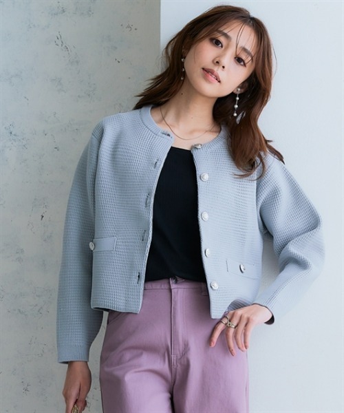 nissen（ニッセン）の「スポンジヤーン ツイード調ニットカーディガン（ハンガー干し）＜大きいサイズ有＞（カーディガン/ボレロ・レディース・ブラック/ライトグレー/オフホワイト・LL/L/M/S/3L）」の10枚目の写真