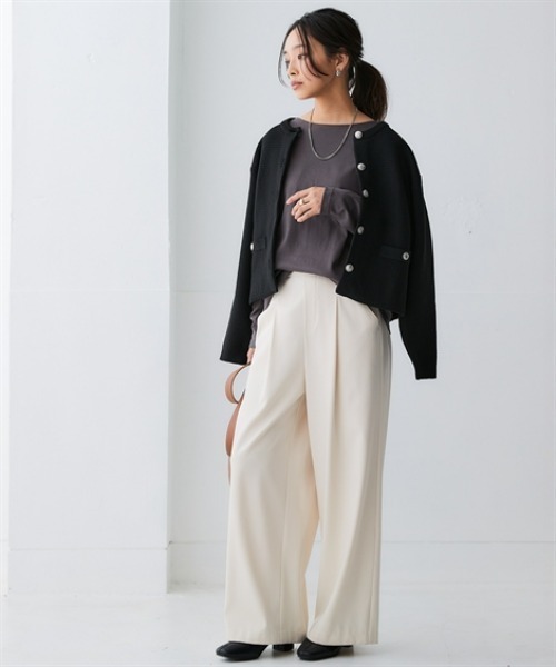 nissen（ニッセン）の「スポンジヤーン ツイード調ニットカーディガン（ハンガー干し）＜大きいサイズ有＞（カーディガン/ボレロ・レディース・ブラック/ライトグレー/オフホワイト・LL/L/M/S/3L）」の18枚目の写真