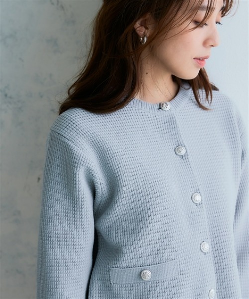 nissen（ニッセン）の「スポンジヤーン ツイード調ニットカーディガン（ハンガー干し）＜大きいサイズ有＞（カーディガン/ボレロ・レディース・ブラック/ライトグレー/オフホワイト・LL/L/M/S/3L）」の20枚目の写真