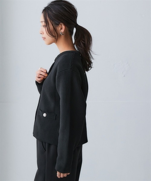 nissen（ニッセン）の「スポンジヤーン ツイード調ニットカーディガン（ハンガー干し）＜大きいサイズ有＞（カーディガン/ボレロ・レディース・ブラック/ライトグレー/オフホワイト・LL/L/M/S/3L）」の21枚目の写真