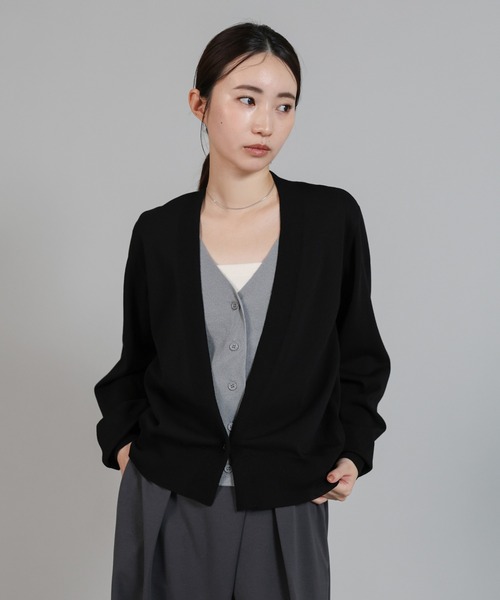 select MOCA Et（セレクトモカエト）の「【Et】Layered Knit Cardigan（カーディガン/ボレロ・レディース・グレー/ブラック/ベージュ・FREE）」の2枚目の写真