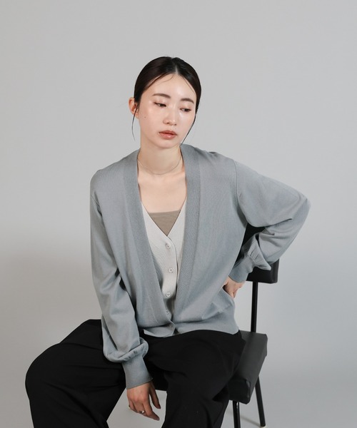 select MOCA Et（セレクトモカエト）の「【Et】Layered Knit Cardigan（カーディガン/ボレロ・レディース・グレー/ブラック/ベージュ・FREE）」の11枚目の写真