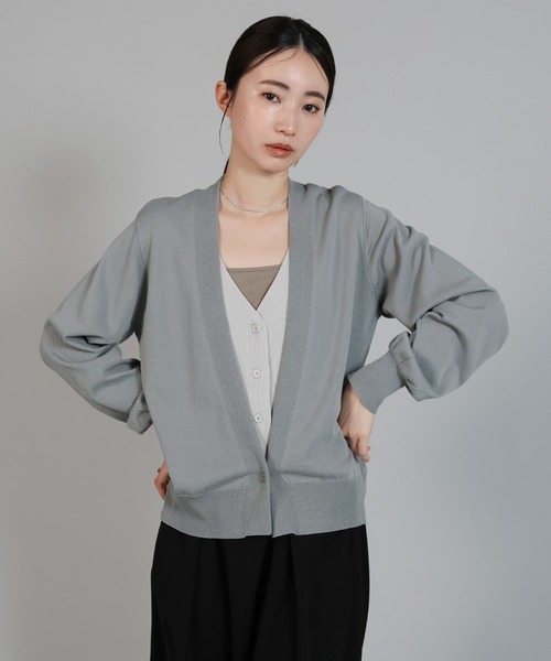 select MOCA Et（セレクトモカエト）の「【Et】Layered Knit Cardigan（カーディガン/ボレロ・レディース・グレー/ブラック/ベージュ・FREE）」の10枚目の写真